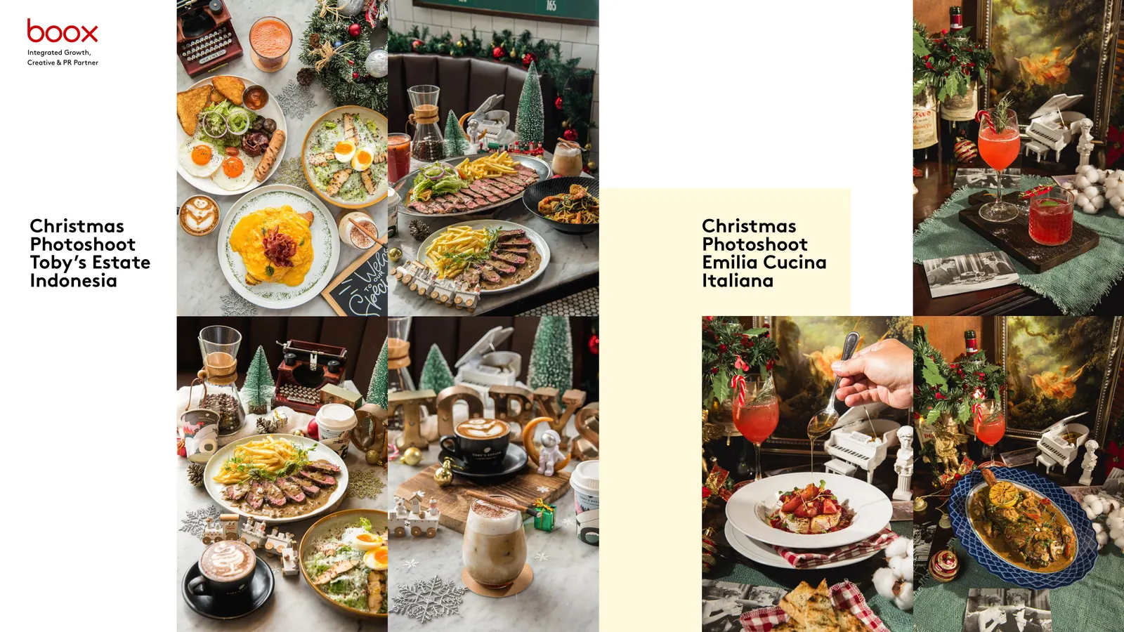 Christmas photoshoot spread for Toby's Estate Indonesia and Emilia Cucina Italiana