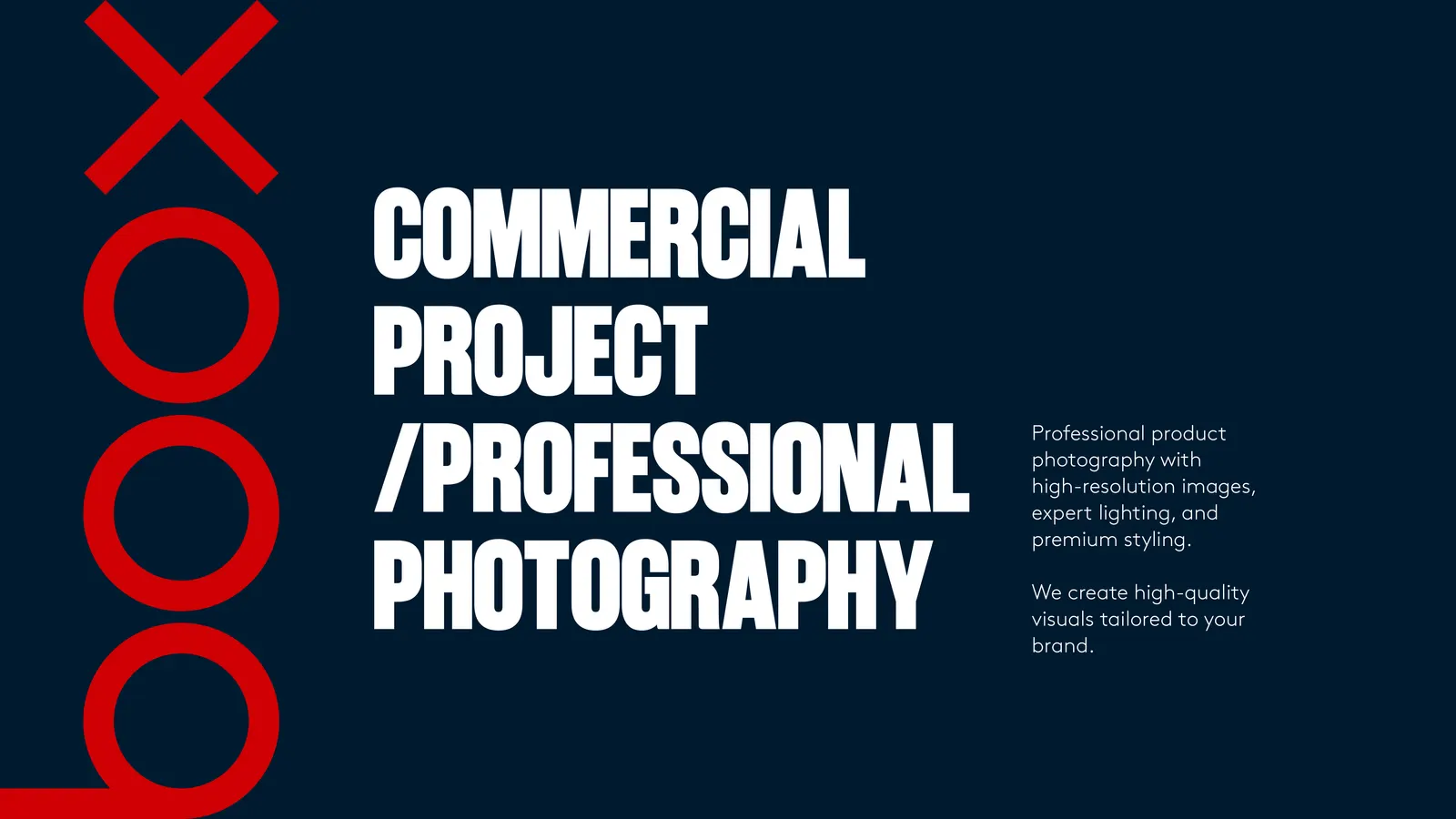 Company profile spread opening the commercial photography service