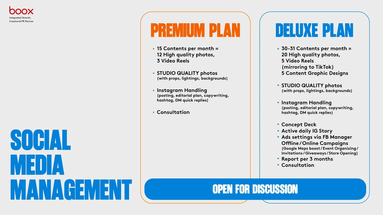 Social media management options